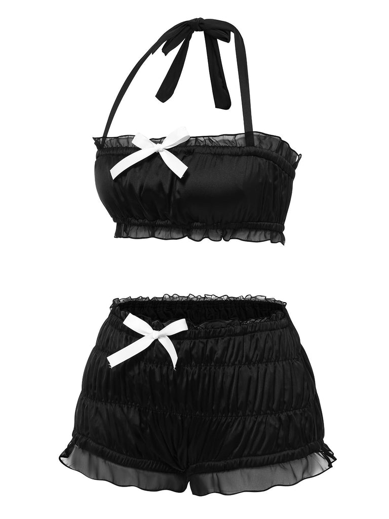 [Prévente] Maillot de bain noire nœud papillon bandeau années 1940