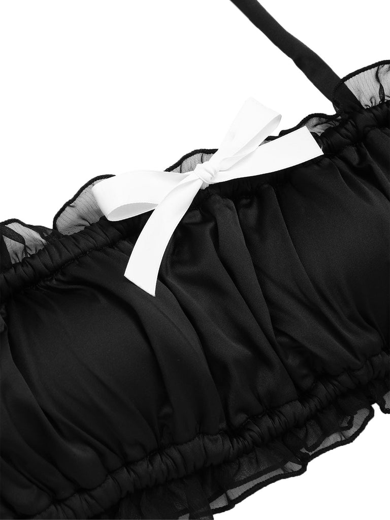 [Prévente] Maillot de bain noire nœud papillon bandeau années 1940
