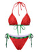 [Pré-vente] Ensemble bikini rouge pastèque à nœud années 1960