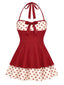 [Prévente] Maillot De Bain Une Pièce Rouge À Pois Années 1940