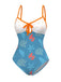 [Prévente] Maillot de bain bleu à imprimé vie marine contrasté années 1950