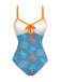 [Prévente] Maillot de bain bleu à imprimé vie marine contrasté années 1950