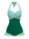 [Prévente] Maillot de bain une pièce dos nu rayé vert des années 1940
