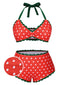 [Prévente] [Grande taille] Ensemble bikini rouge et verte fraise années 1950
