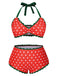 [Prévente] [Grande taille] Ensemble bikini rouge et verte fraise années 1950