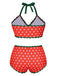 [Prévente] [Grande taille] Ensemble bikini rouge et verte fraise années 1950