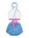 [Prévente] Maillot de bain dos nu croisé à imprimé cachemire violet années 1970