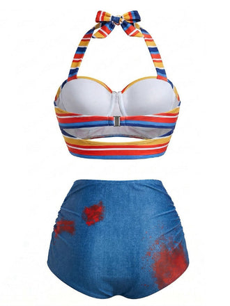 [Prévente] Maillot de bain rayures arc-en-ciel années 1950