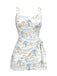 [Prévente] Robe de bain blanche col carré cocotiers peintes années 40