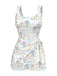 [Prévente] Robe de bain blanche col carré cocotiers peintes années 40