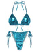 Ensemble bikini métallisé uni à bretelles années 1970