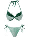 Ensemble bikini gris rayé en maille avec nœud et dos nu années 60