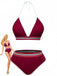 Ensemble Bikini Col Licou Pailleté Rouge Années 80
