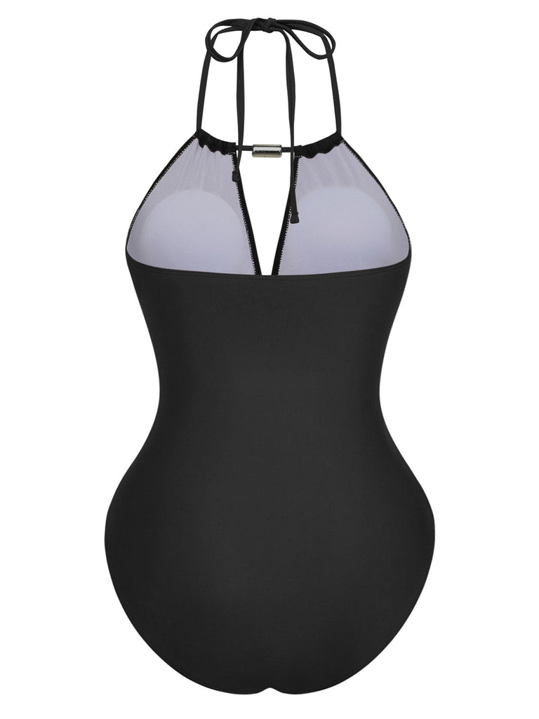 Maillot De Bain Une Pièce Bretelles Nues Col V Profond Froncé Année 1940