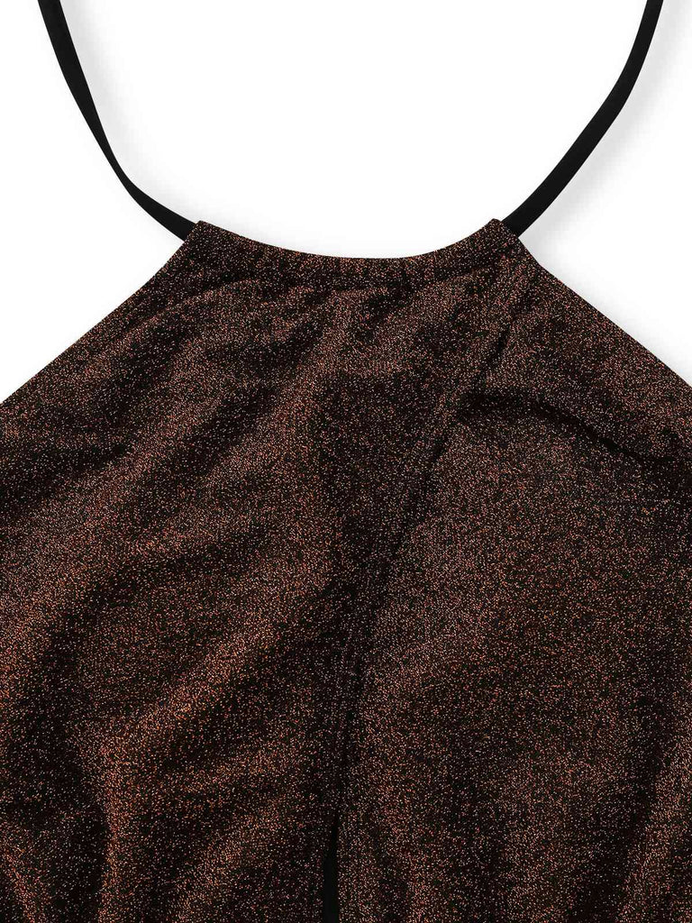 Maillot de bain une pièce à paillettes dos nu et nœud découpé années 1940