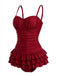 Maillot de bain une pièce rouge volants et fronces années 50