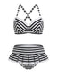 [Prévente] Maillot de Bain Deux Pièces Rayé  à Bretelles Volantées Années 1960