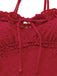Ensemble tankini rouge à volants brodés années 60