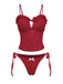 Ensemble tankini rouge à volants brodés années 60