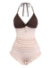 Maillot de bain taille haute volants rose 1940s