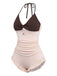 Maillot de bain taille haute volants rose 1940s