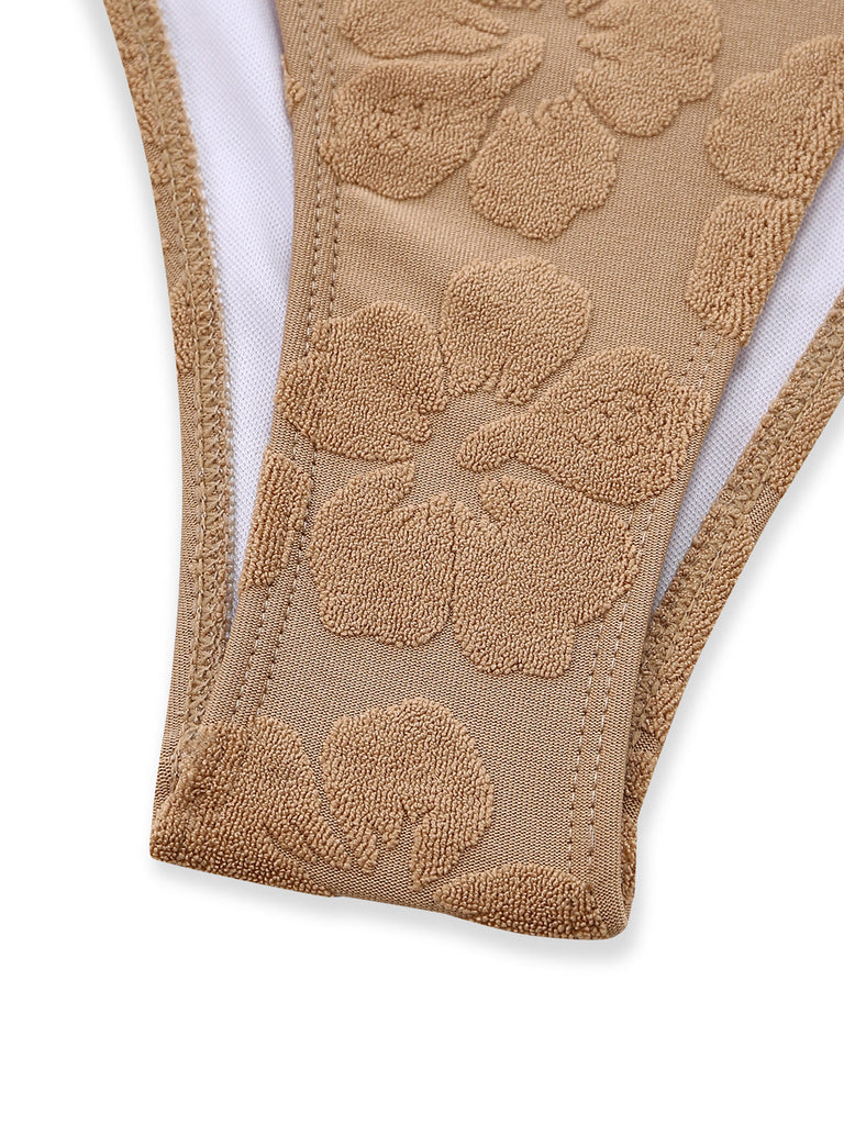 Maillot de Bain & Cache-Maillot Camélia 3D Imprimé Doré Années 70