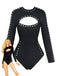 Maillot de Bain Manches Longues Ajouré Uni Noir années 50