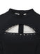 Maillot de Bain Manches Longues Ajouré Uni Noir années 50 5