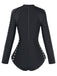 Maillot de Bain Manches Longues Ajouré Uni Noir années 50 3