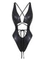 Maillot de Bain Une Pièce Métallique Noir Années 70