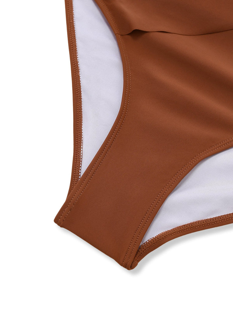 Maillot de bain une pièce gainant col V et motif étoile mer années 1950