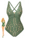 Ajouré Métal Boucle Maillot de Bain Une Pièce Années 1940