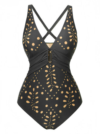 Ajouré Métal Boucle Maillot de Bain Une Pièce Années 1940 4