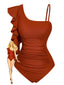 Maillot de Bain Une Pièce Col Asymétrique Volants Années 40