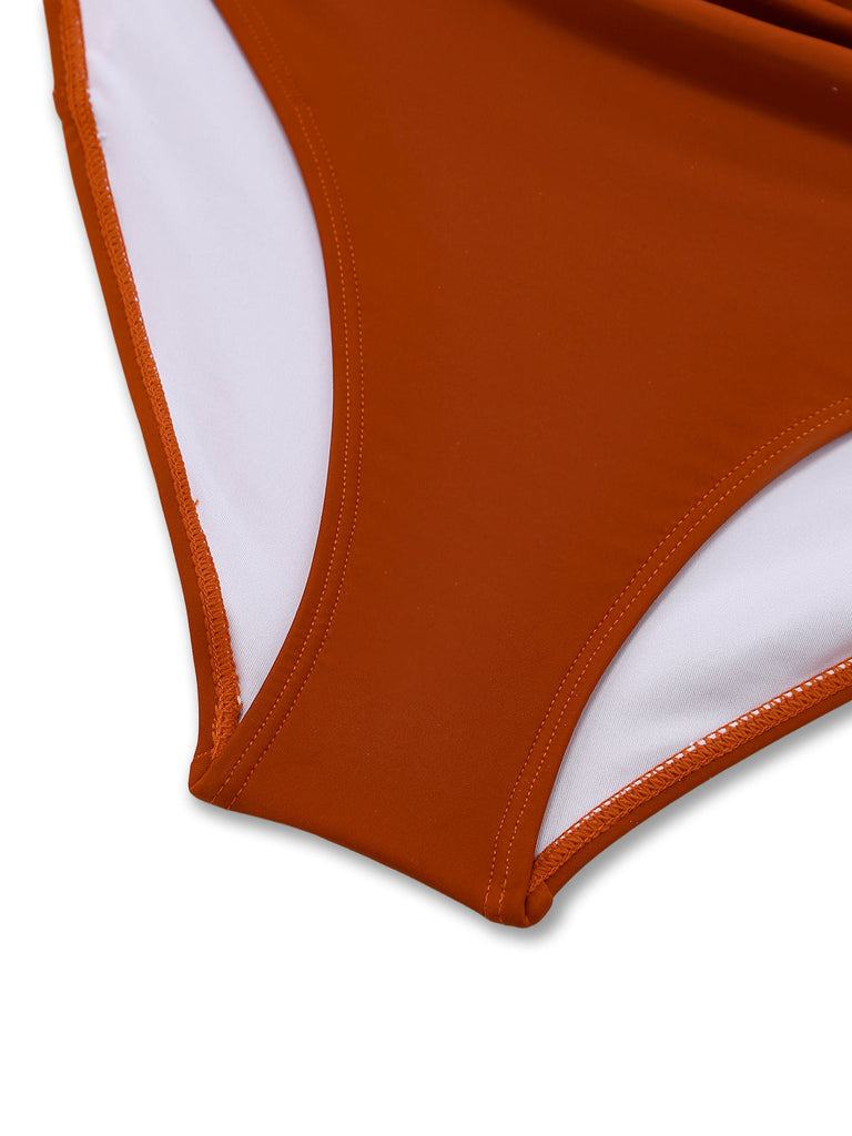 Maillot de Bain Une Pièce à Col Asymétrique et Volants Années '40 6