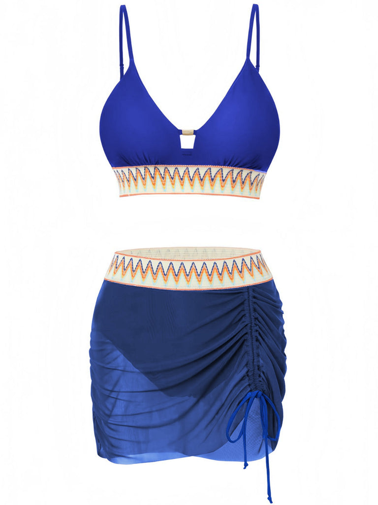 Ensemble tankini patchwork maille chevrons années 1940