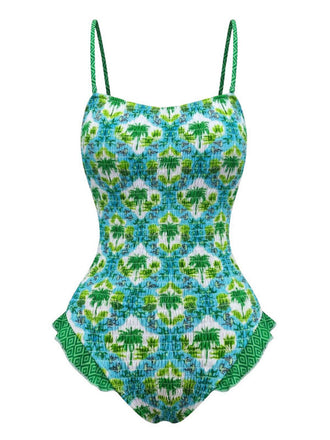 Maillot de bain imprimé cocotier tropical années 1960