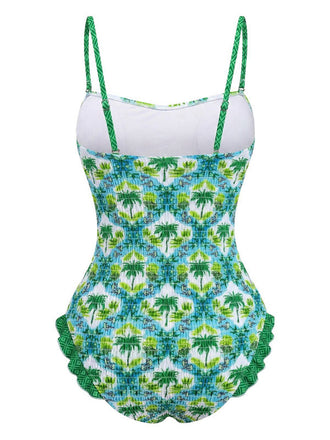 Maillot de bain imprimé cocotier tropical années 1960