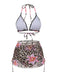 3PCS Ensemble bikini fleuri à imprimé léopard années 1960