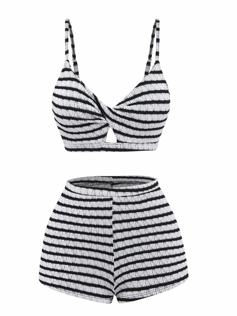Ensemble Bikini Vintage Bicolore Noir et Blanc années 30 3