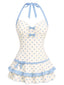 [Prévente] Maillot de bain bleue col licou à pois années 40
