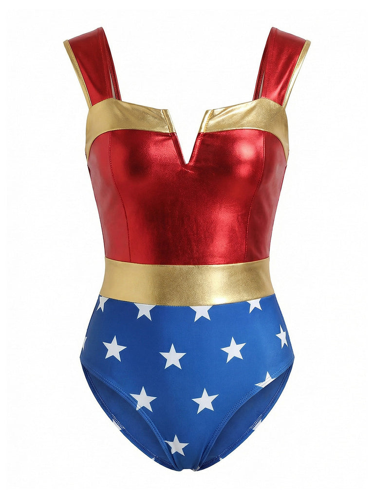 [Prévente] Maillot de Bain Wonder Woman Star Imprimé Une Pièce Multicolore Années 1970