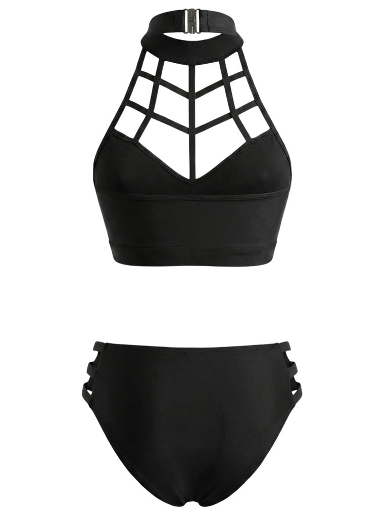 [Prévente] Maillot de Bain Caged Halter Gothic Découpé Noir Années 1970 4