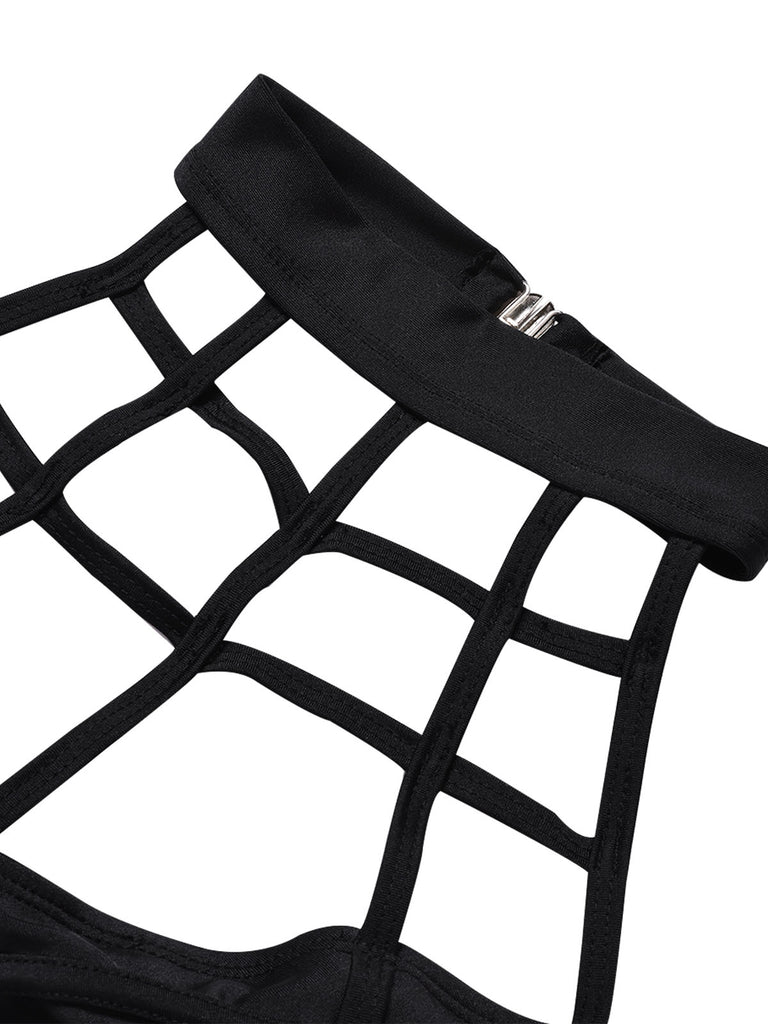 [Prévente] Maillot de Bain Caged Halter Gothic Découpé Noir Années 1970 5