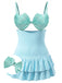 [Prévente] Maillot de Bain à Jupe Ajouré Cœur Bleu Clair années 40