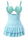 [Prévente] Maillot de Bain à Jupe Ajouré Cœur Bleu Clair années 40 2