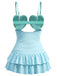 [Prévente] Maillot de Bain à Jupe Ajouré Cœur Bleu Clair années 40 4