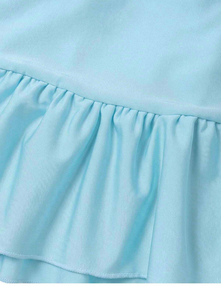 [Prévente] Maillot de Bain à Jupe Ajouré Cœur Bleu Clair années 40 7