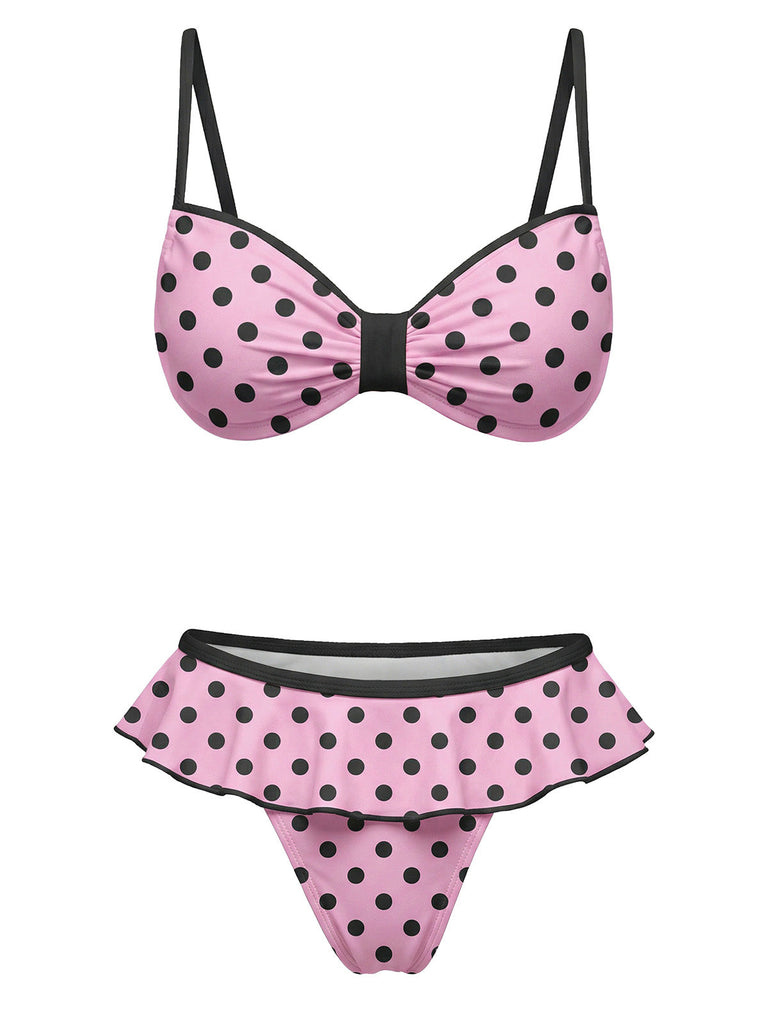 [Prévente] Maillot de Bain Rose à Pois Pêche Années 1940
