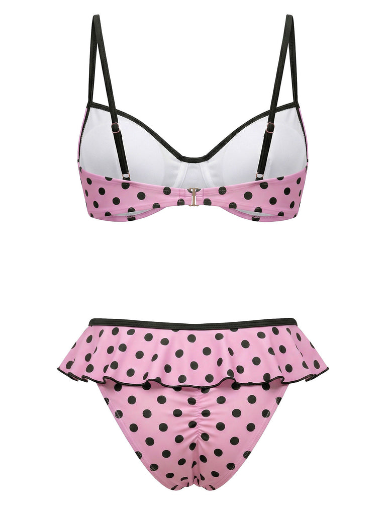 [Prévente] Maillot de Bain Rose à Pois Pêche Années 1940 2
